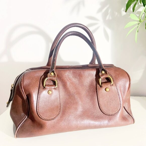 Banana Republic Somerset Collection Brown Leather Satchel Bag - Picture 1 of 11